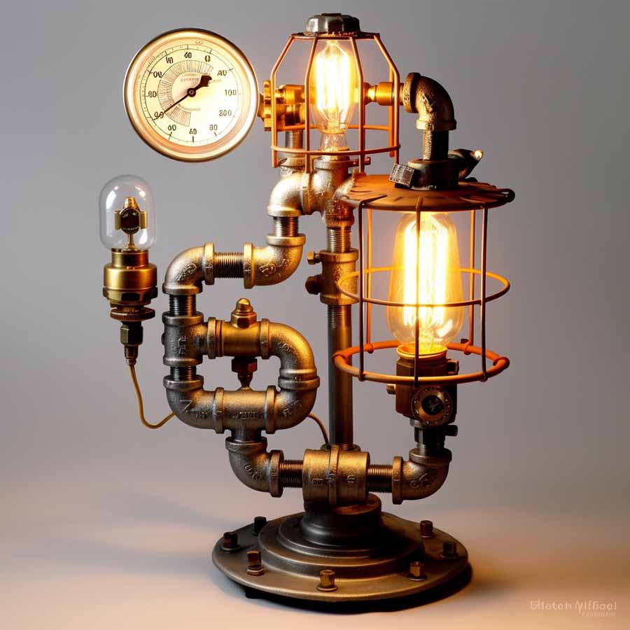 chris888 steampunk lamp pipes tubes-lights wires plasma lightn_orig